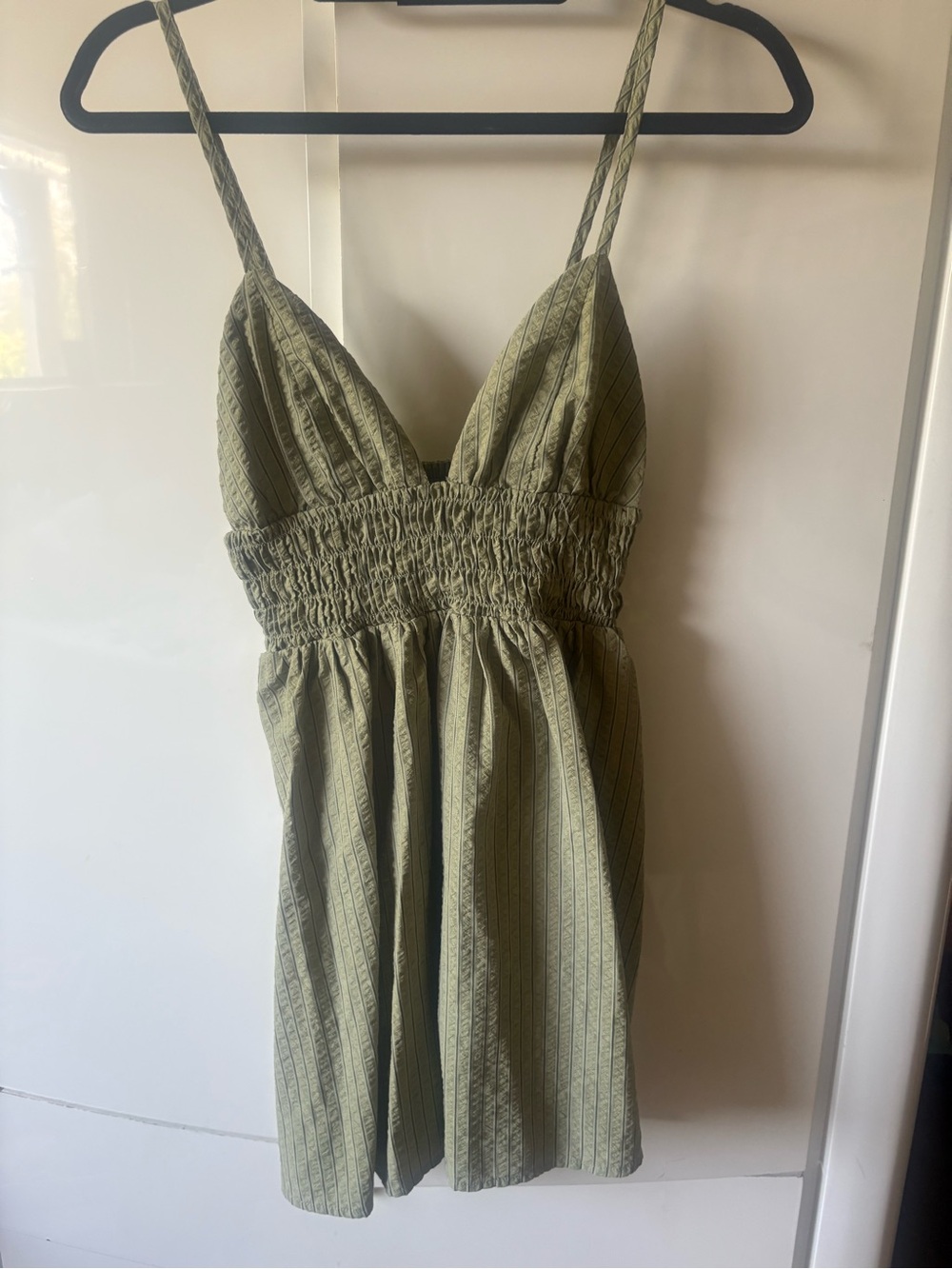 Rhythm Olive Green Smocked Mini Slip Dress